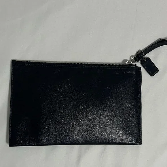 🟡 Coach Poppy Vintage Leather Clutch/Wristlet Black Multicolor - Picture 2 of 3